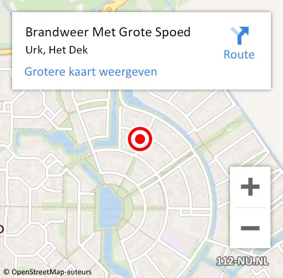 Locatie op kaart van de 112 melding: Brandweer Met Grote Spoed Naar Urk, Het Dek op 9 juli 2021 14:27