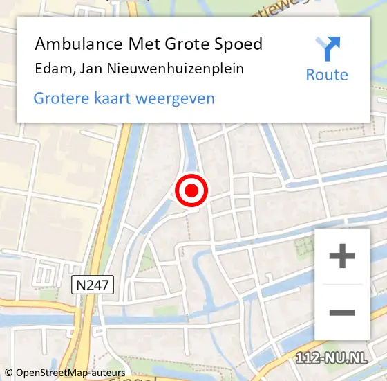 Locatie op kaart van de 112 melding: Ambulance Met Grote Spoed Naar Edam, Jan Nieuwenhuizenplein op 9 juli 2021 14:28
