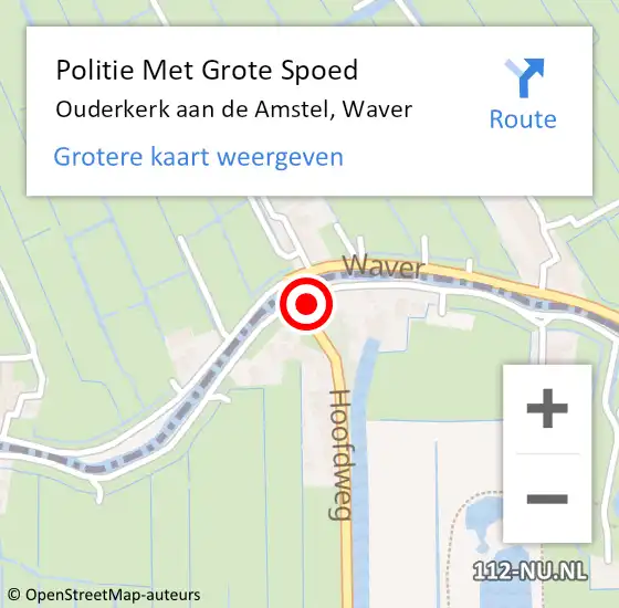 Locatie op kaart van de 112 melding: Politie Met Grote Spoed Naar Ouderkerk aan de Amstel, Waver op 9 juli 2021 14:45