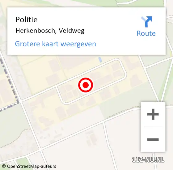 Locatie op kaart van de 112 melding: Politie Herkenbosch, Veldweg op 9 juli 2021 14:53