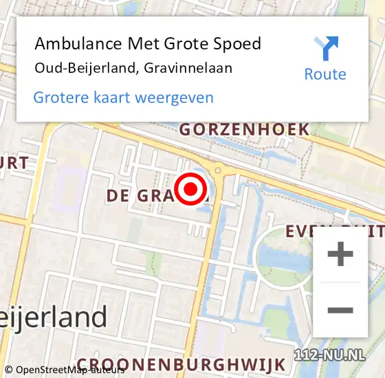 Locatie op kaart van de 112 melding: Ambulance Met Grote Spoed Naar Oud-Beijerland, Gravinnelaan op 9 juli 2021 15:29