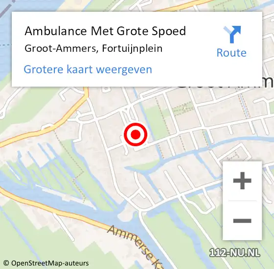 Locatie op kaart van de 112 melding: Ambulance Met Grote Spoed Naar Groot-Ammers, Fortuijnplein op 9 juli 2021 15:40