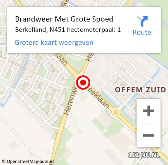 Locatie op kaart van de 112 melding: Brandweer Met Grote Spoed Naar Berkelland, N451 hectometerpaal: 1 op 9 juli 2021 15:43