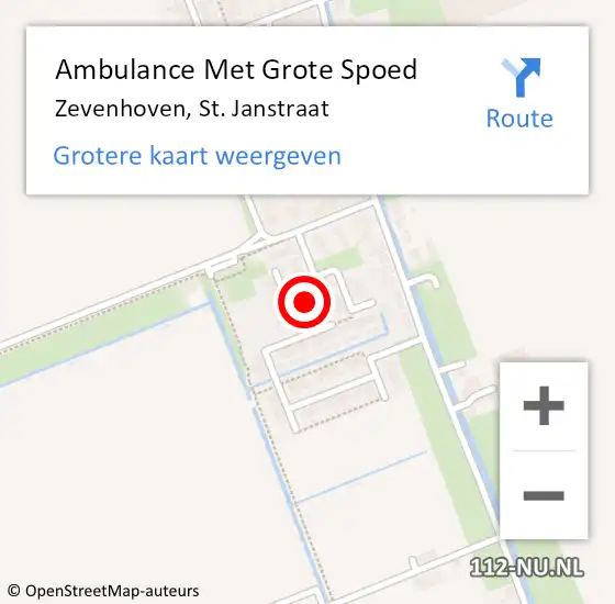 Locatie op kaart van de 112 melding: Ambulance Met Grote Spoed Naar Zevenhoven, St. Janstraat op 9 juli 2021 15:55