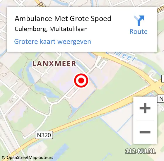 Locatie op kaart van de 112 melding: Ambulance Met Grote Spoed Naar Culemborg, Multatulilaan op 9 juli 2021 16:06