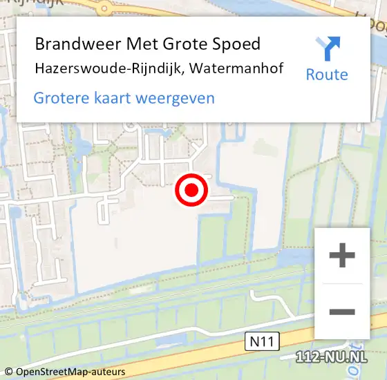 Locatie op kaart van de 112 melding: Brandweer Met Grote Spoed Naar Hazerswoude-Rijndijk, Watermanhof op 9 juli 2021 16:20