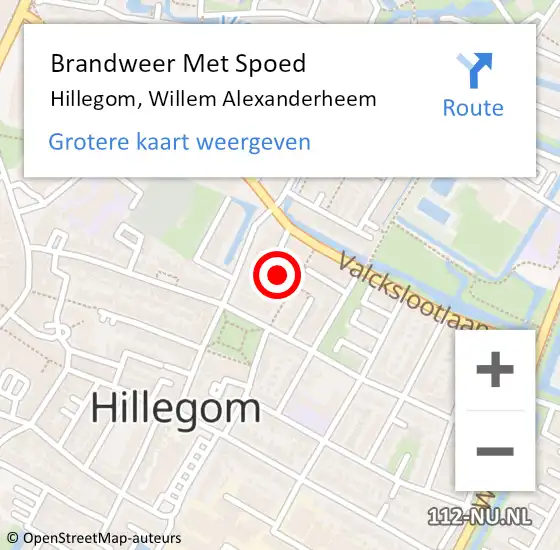 Locatie op kaart van de 112 melding: Brandweer Met Spoed Naar Hillegom, Willem Alexanderheem op 9 juli 2021 16:35