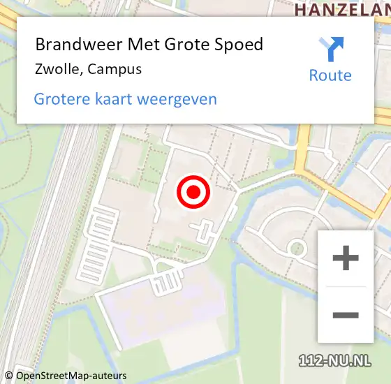 Locatie op kaart van de 112 melding: Brandweer Met Grote Spoed Naar Zwolle, Campus op 9 juli 2021 16:36