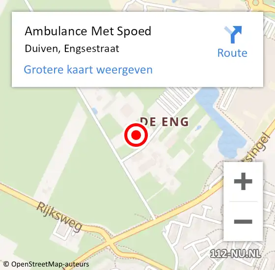 Locatie op kaart van de 112 melding: Ambulance Met Spoed Naar Duiven, Engsestraat op 9 juli 2021 16:41