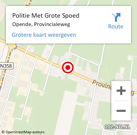 Locatie op kaart van de 112 melding: Politie Met Grote Spoed Naar Opende, Provincialeweg op 9 juli 2021 16:45