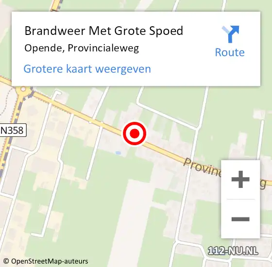 Locatie op kaart van de 112 melding: Brandweer Met Grote Spoed Naar Opende, Provincialeweg op 9 juli 2021 16:45