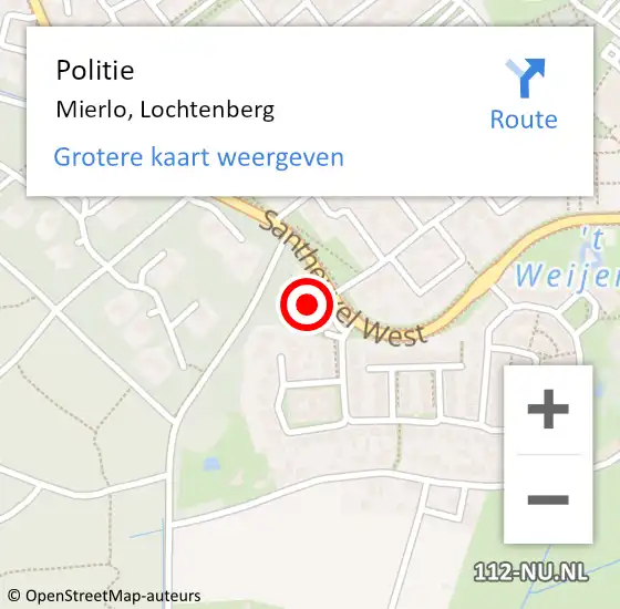 Locatie op kaart van de 112 melding: Politie Mierlo, Lochtenberg op 9 juli 2021 17:04