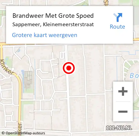 Locatie op kaart van de 112 melding: Brandweer Met Grote Spoed Naar Sappemeer, Kleinemeersterstraat op 9 juli 2021 17:17