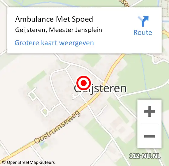 Locatie op kaart van de 112 melding: Ambulance Met Spoed Naar Geijsteren, Meester Jansplein op 15 juni 2014 23:43