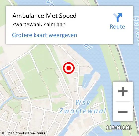 Locatie op kaart van de 112 melding: Ambulance Met Spoed Naar Zwartewaal, Zalmlaan op 9 juli 2021 17:35