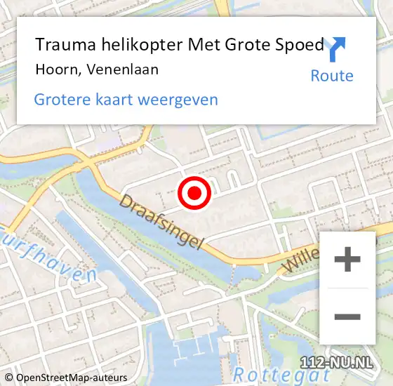 Locatie op kaart van de 112 melding: Trauma helikopter Met Grote Spoed Naar Hoorn, Venenlaan op 9 juli 2021 17:52