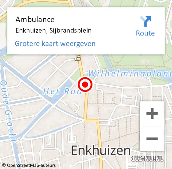 Locatie op kaart van de 112 melding: Ambulance Enkhuizen, Sijbrandsplein op 9 juli 2021 18:05