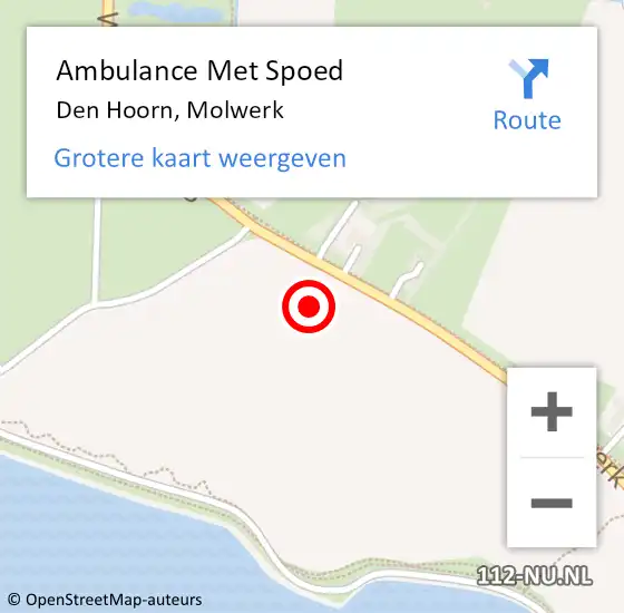 Locatie op kaart van de 112 melding: Ambulance Met Spoed Naar Den Hoorn, Molwerk op 9 juli 2021 18:12