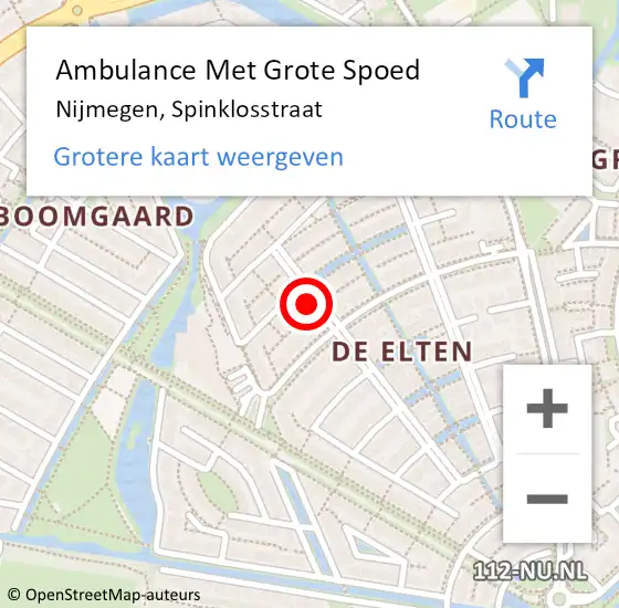 Locatie op kaart van de 112 melding: Ambulance Met Grote Spoed Naar Nijmegen, Spinklosstraat op 9 juli 2021 18:15