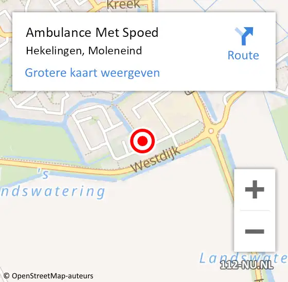 Locatie op kaart van de 112 melding: Ambulance Met Spoed Naar Hekelingen, Moleneind op 9 juli 2021 18:21