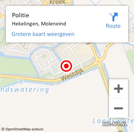 Locatie op kaart van de 112 melding: Politie Hekelingen, Moleneind op 9 juli 2021 18:21