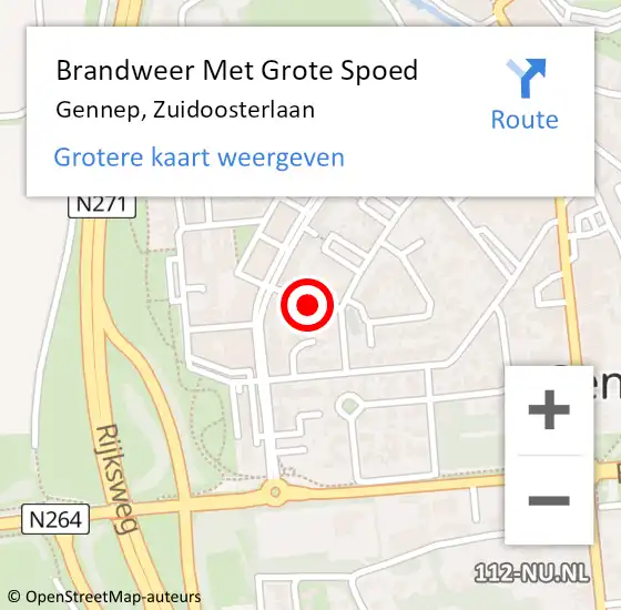 Locatie op kaart van de 112 melding: Brandweer Met Grote Spoed Naar Gennep, Zuidoosterlaan op 9 juli 2021 18:29