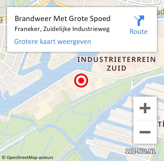 Locatie op kaart van de 112 melding: Brandweer Met Grote Spoed Naar Franeker, Zuidelijke Industrieweg op 9 juli 2021 19:01