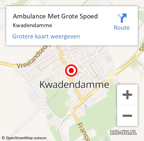 Locatie op kaart van de 112 melding: Ambulance Met Grote Spoed Naar Kwadendamme op 9 juli 2021 19:11