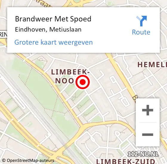 Locatie op kaart van de 112 melding: Brandweer Met Spoed Naar Eindhoven, Metiuslaan op 9 juli 2021 19:27