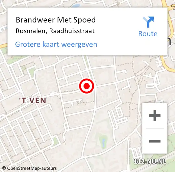 Locatie op kaart van de 112 melding: Brandweer Met Spoed Naar Rosmalen, Raadhuisstraat op 9 juli 2021 19:28