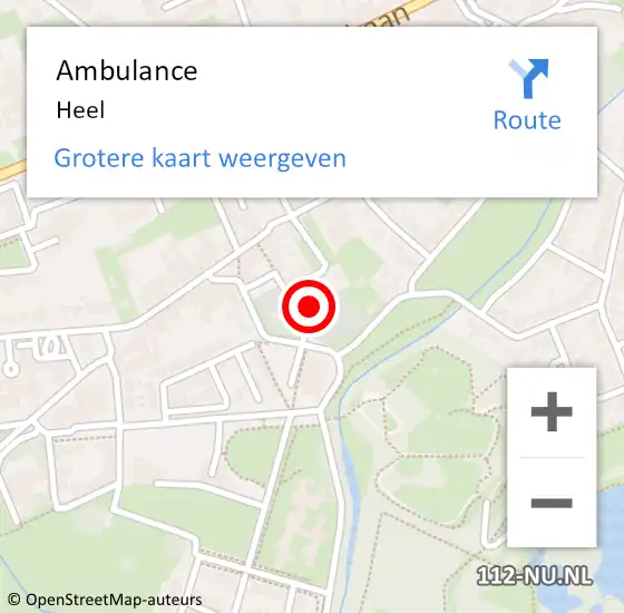 Locatie op kaart van de 112 melding: Ambulance Heel op 9 juli 2021 19:47