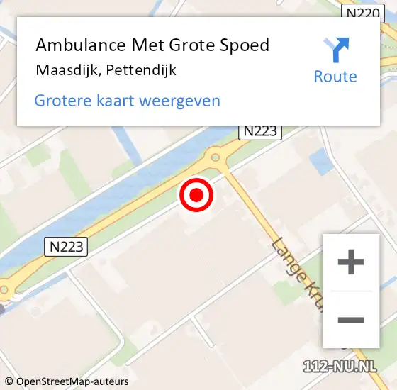 Locatie op kaart van de 112 melding: Ambulance Met Grote Spoed Naar Maasdijk, Pettendijk op 9 juli 2021 19:48