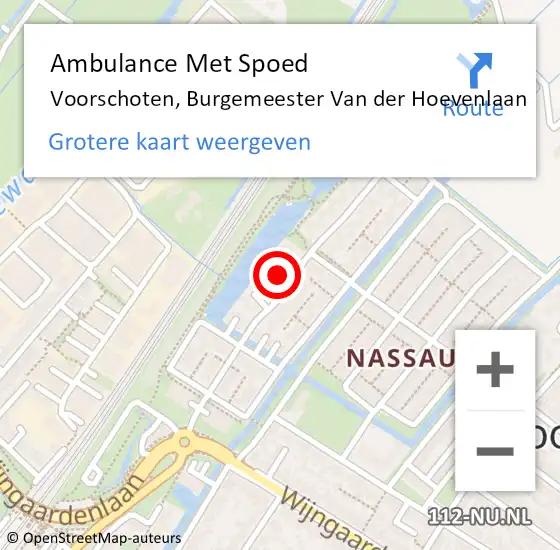 Locatie op kaart van de 112 melding: Ambulance Met Spoed Naar Voorschoten, Burgemeester Van der Hoevenlaan op 9 juli 2021 19:54