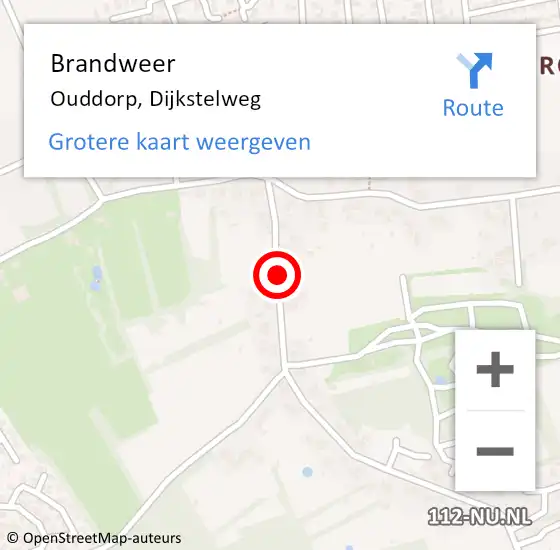 Locatie op kaart van de 112 melding: Brandweer Ouddorp, Dijkstelweg op 9 juli 2021 20:02