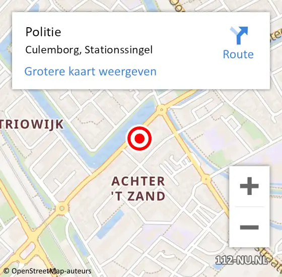 Locatie op kaart van de 112 melding: Politie Culemborg, Stationssingel op 9 juli 2021 20:08