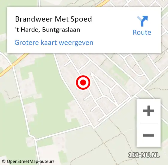 Locatie op kaart van de 112 melding: Brandweer Met Spoed Naar 't Harde, Buntgraslaan op 9 juli 2021 20:32