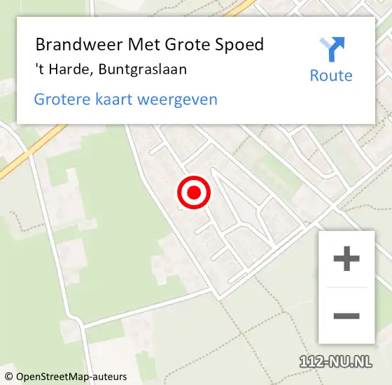 Locatie op kaart van de 112 melding: Brandweer Met Grote Spoed Naar 't Harde, Buntgraslaan op 9 juli 2021 20:34