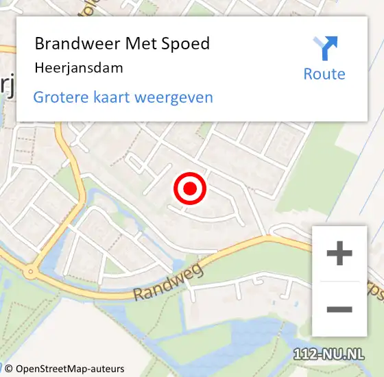 Locatie op kaart van de 112 melding: Brandweer Met Spoed Naar Heerjansdam op 9 juli 2021 20:47