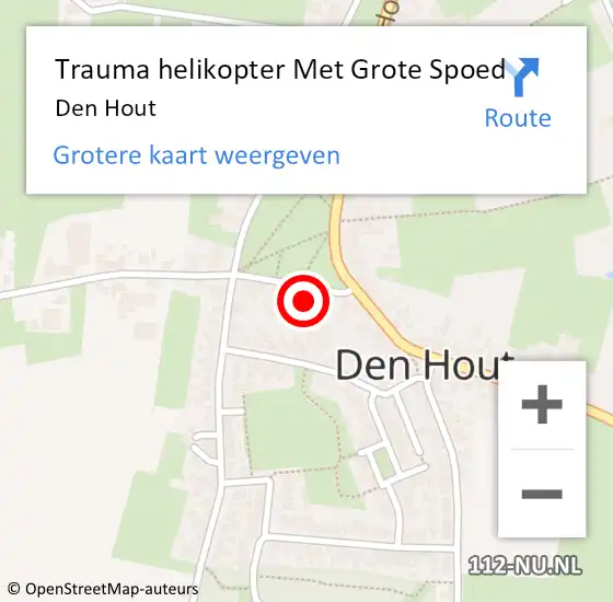 Locatie op kaart van de 112 melding: Trauma helikopter Met Grote Spoed Naar Den Hout op 9 juli 2021 21:01