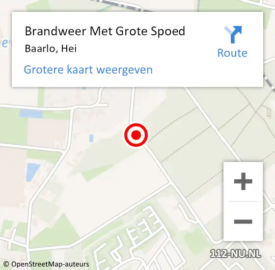 Locatie op kaart van de 112 melding: Brandweer Met Grote Spoed Naar Baarlo, Hei op 9 juli 2021 21:05