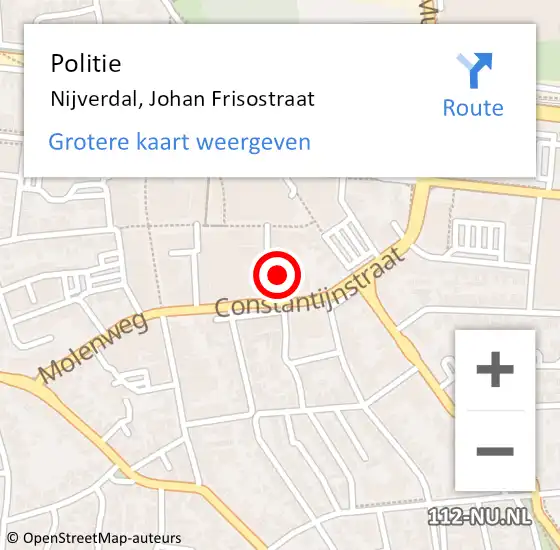 Locatie op kaart van de 112 melding: Politie Nijverdal, Johan Frisostraat op 9 juli 2021 21:08