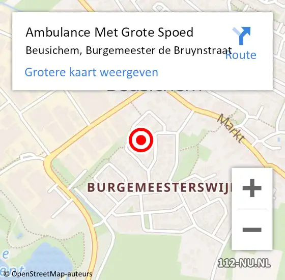 Locatie op kaart van de 112 melding: Ambulance Met Grote Spoed Naar Beusichem, Burgemeester de Bruynstraat op 9 juli 2021 21:11