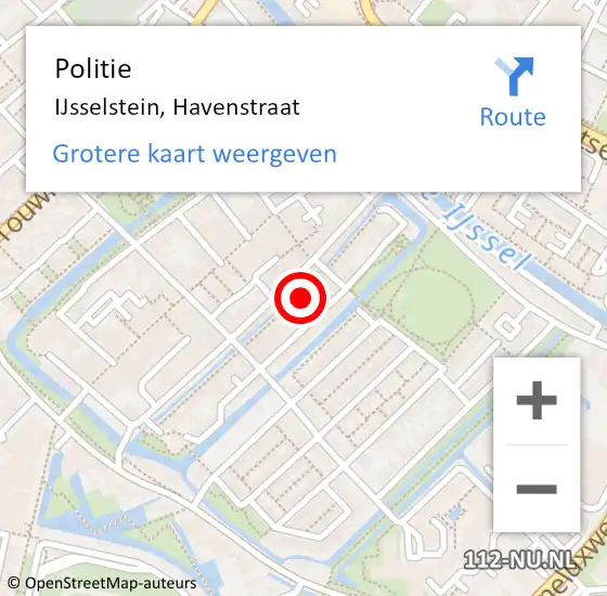 Locatie op kaart van de 112 melding: Politie IJsselstein, Havenstraat op 9 juli 2021 21:22