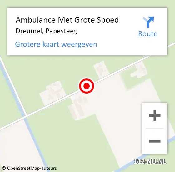 Locatie op kaart van de 112 melding: Ambulance Met Grote Spoed Naar Dreumel, Papesteeg op 9 juli 2021 21:27