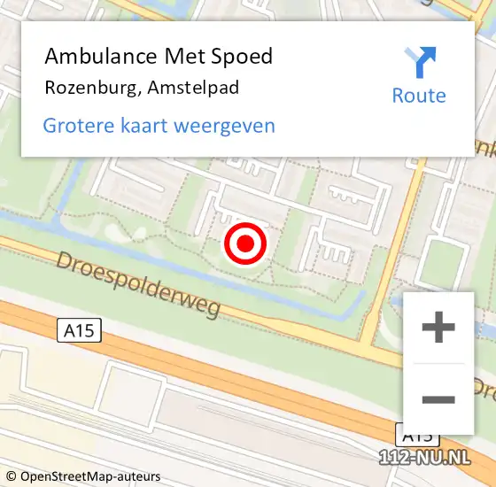 Locatie op kaart van de 112 melding: Ambulance Met Spoed Naar Rozenburg, Amstelpad op 9 juli 2021 21:29