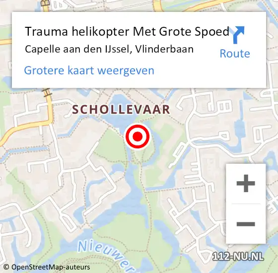 Locatie op kaart van de 112 melding: Trauma helikopter Met Grote Spoed Naar Capelle aan den IJssel, Vlinderbaan op 9 juli 2021 21:49