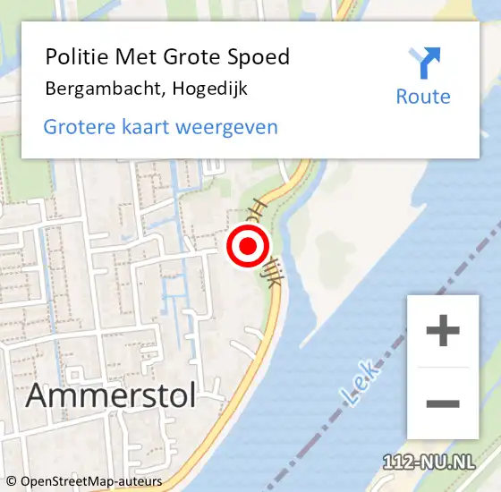 Locatie op kaart van de 112 melding: Politie Met Grote Spoed Naar Bergambacht, Hogedijk op 9 juli 2021 22:08