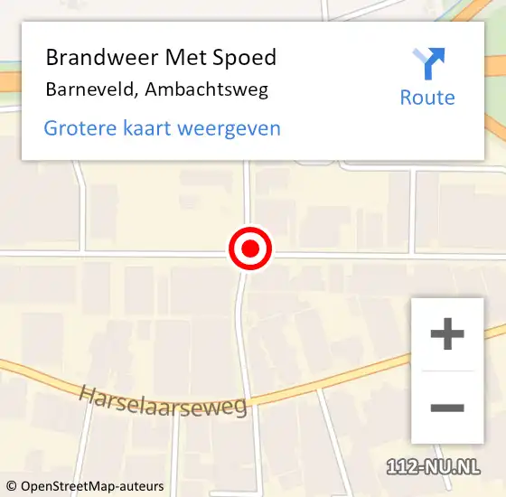 Locatie op kaart van de 112 melding: Brandweer Met Spoed Naar Barneveld, Ambachtsweg op 9 juli 2021 22:16