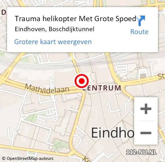 Locatie op kaart van de 112 melding: Trauma helikopter Met Grote Spoed Naar Eindhoven, Boschdijktunnel op 9 juli 2021 22:26
