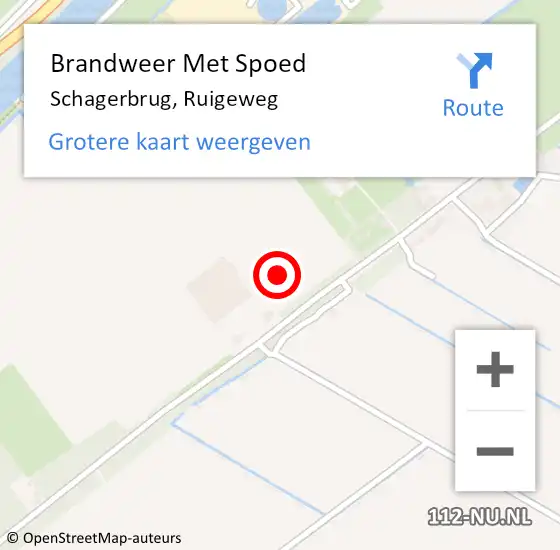 Locatie op kaart van de 112 melding: Brandweer Met Spoed Naar Schagerbrug, Ruigeweg op 9 juli 2021 22:32